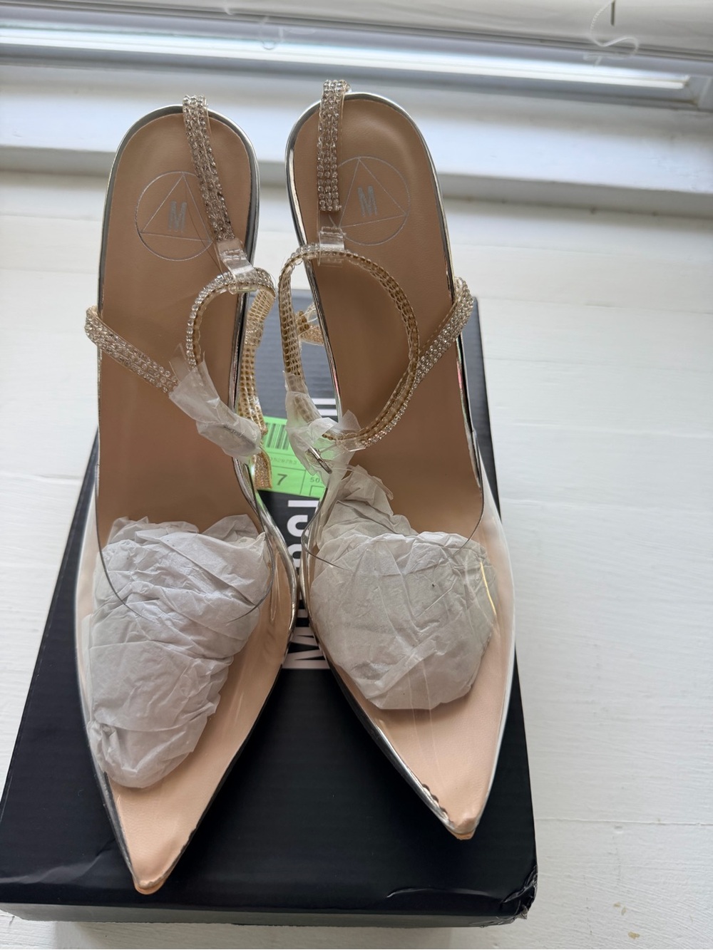 Missguided Metallic Gold Pointed Slingback Heels